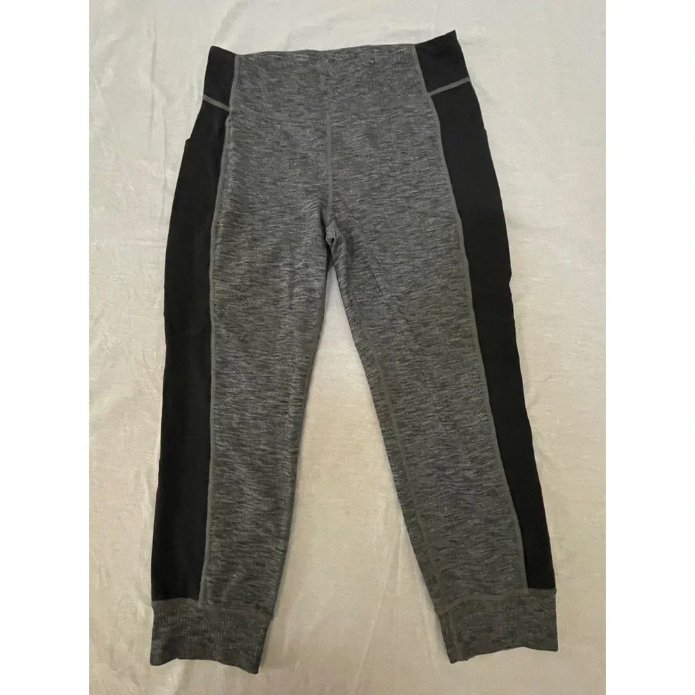 Athleta Girl Jogger Pants Gray‎ Black Panel XL 14 Pockets Stretchy Comfy